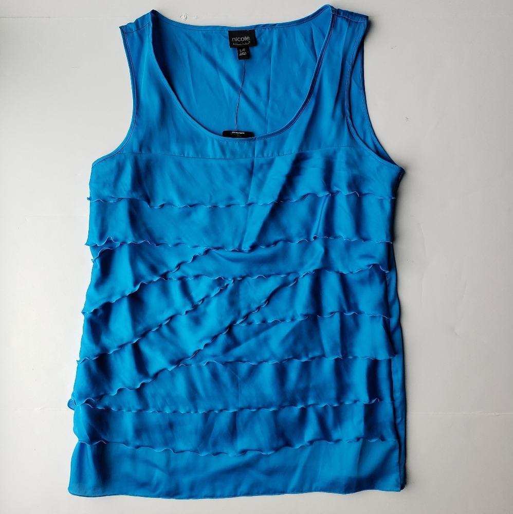 NICOLE MILLER Sleeveless tank womens LG Blue Layer